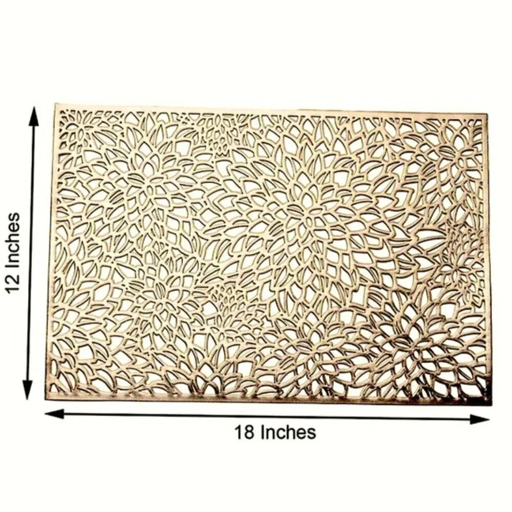 Gold Placemats Laser Cut Elegant Everyday Special Occasion Holiday Elegant 4 PC